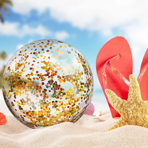6-Pack Gold Glitter Beach Balls – 24'' Party & Pool Decor - Image 7