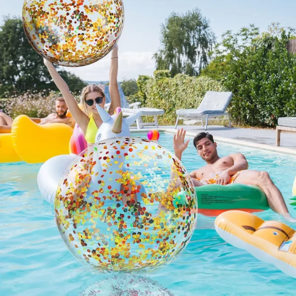 6-Pack Gold Glitter Beach Balls – 24'' Party & Pool Decor - Image 6