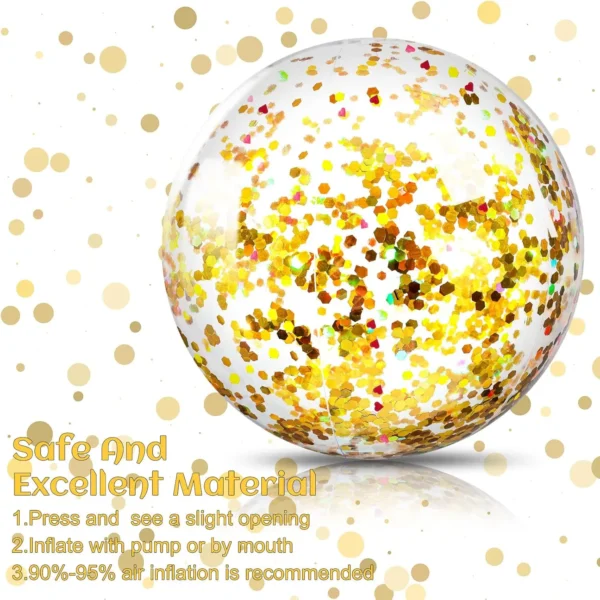 6-Pack Gold Glitter Beach Balls – 24'' Party & Pool Decor - Image 5